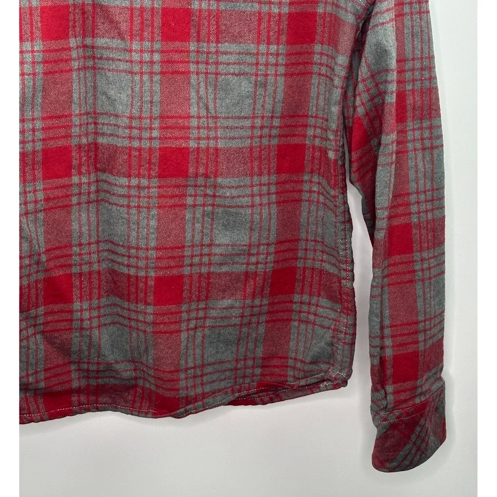 The North Face Mens Flannel Shirt M Red Gray Plaid Long Sleeve Button Up